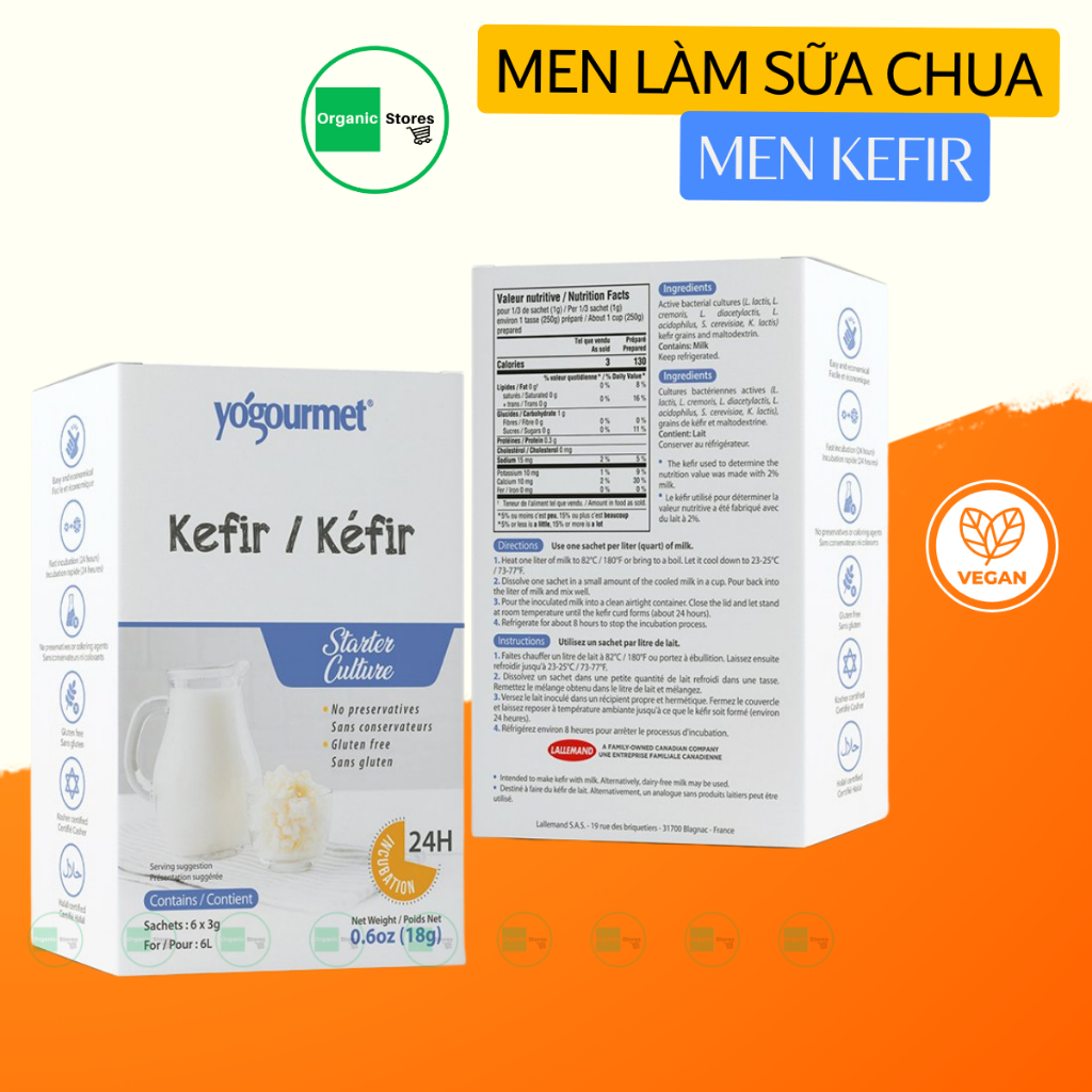 Men làm sữa chua Kefir - Vegan - Probiotich (Yogourmet - Reformhaus) - Ăn thực dưỡng - Organic Store
