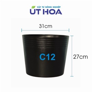 10 chậu nhựa đen C12 (31x27 cm) trồng cây cỡ lớn