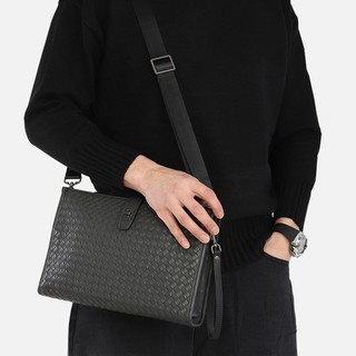   Da thật  Túi đeo chéo nam da bò thật kết hợp Clutch cầm tay TD136LEA  Đen  - 100% da thật BH 3 năm 