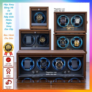 [BH 24T] Hộp Xoay Đồng Hồ Cơ 2 Ngăn - 4 Ngăn Vỏ Gỗ Có Đèn LED - Tủ Đồng Hồ Quay Dạng Đứng Cao Cấp