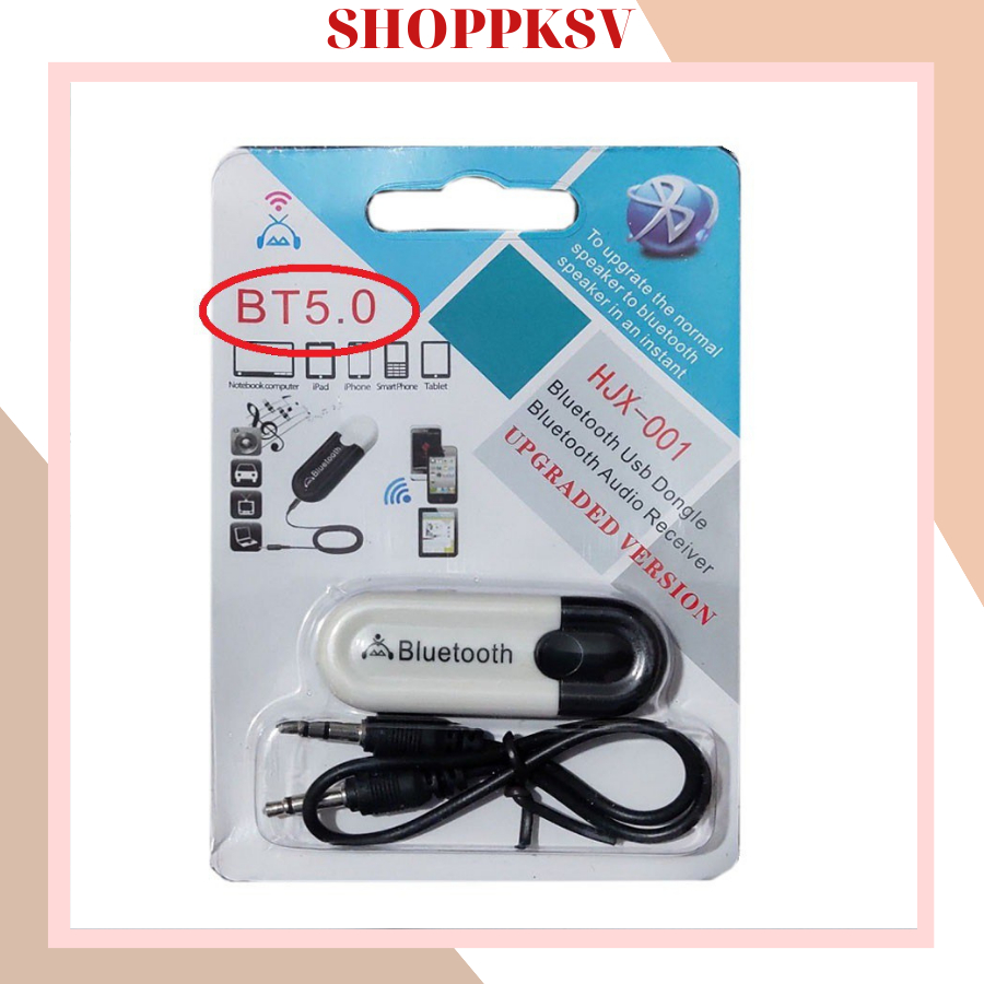 Thiết bị nhận tín hiệu bluetooth 5.0 hjx-001 tích hợp cáp giắc cắm 3.5mm