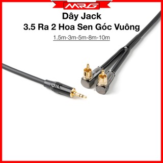 Dây 3.5 ra 2 av hoa sen cong góc vuông, dài 1.5m-3m-5m, giá 1 dây, dây nhạc jack 3.5mm ra 2 đầu hoa sen.