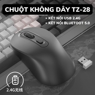 Chuột không dây tz28 kết nối bluetooth và usb 2.4ghz nhỏ gọn thuận cả 2 tay phù hợp pc laptop hkdoti