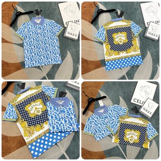 Áo polo nam Ver.sace xanh dương cực chất - Áo thun nam có cổ ver.sace xanh chữ trắng cao cấp