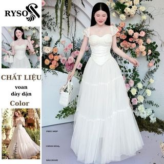 Sét tiểu thư áo ren chân váy lưới trắng xoè phồng , set váy công chúa phối ren đi đám cưới ryso fashion