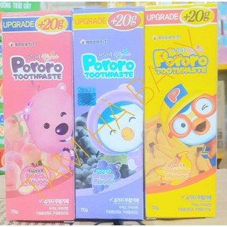 Kem đánh răng Pororo vị đào, chuối , nho hộp 70g ( shop mẹ và bé THM )