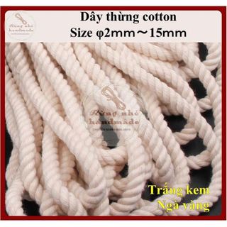 Dây thừng macrame, dây cotton loại mềm đẹp, làm handmade, decor, size từ 2mm~15mm