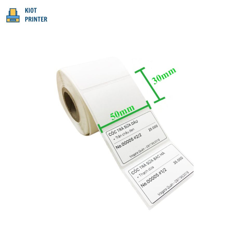 [HỎA TỐC] Giấy in tem trà sữa kích thước 50x30 dán ly dùng vớ Kiotviet, Cukcuk, pos365, Ipos, Sapo