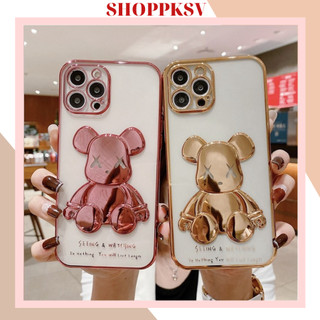 Ốp điện thoại hình gấu 3D Vàng Hồng Xanh dương cho iPhone 13 ProMax 12 ProMax 11 X Xr XsMax 8 7Plus