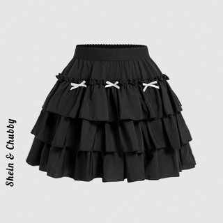 [Bigsize 45-120kg / Order] Chân váy xòe tầng layer đính nơ lưng chun girl coquette core dễ thương đáng yêu năng động