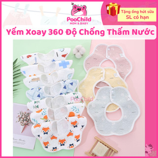 Yếm chống thấm cho bé sơ sinh xoay 360 độ yếm tròn cho bé yếm ăn dặm cho bé yếm hoa yếm dãi cho bé