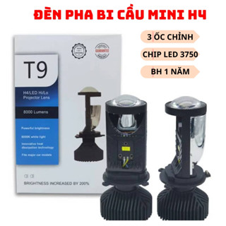 Đèn LED bi cầu mini T9 bản cao cấp nhất, 3 ốc chỉnh nghiêng, chỉnh cao thấp, chip led 3750 chân H4