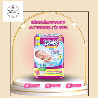 Bỉm/Tả dán Sơ Sinh Bobby size XS70 miếng-Dưới 5kg, siêu mỏng khô thoáng, ngăn tràn, chính hãng