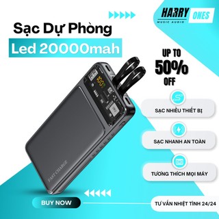 Sạc dự phòng sạc nhanh 5S.Pace VS7 30000mAh chính hãng - Màn hình LED, Pin siêu trâu, có sẵn 2 dây sạc