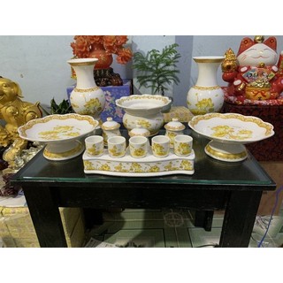 Bộ thờ cúng Lư hương bát nhang bình hoa đĩa trái cây bộ áng chung ly đại bi chung nước chung muốI gạo bộ thờ cúng hoa