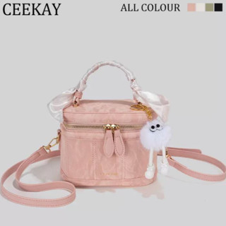 Túi Xách Nữ CEEKAY Chính Hãng Kiểu Túi Cốp Da Trơn Màu Phối Móc Gấu Quai Xách Đeo Hàng Quảng Châu