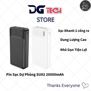 Pin Sạc Dự Phòng SU02 20000mAh,Đèn Báo Pin, 2 Cổng Ra, Tích Điện, Hỗ Trợ Sạc Nhiều Thiết Bị Cùng Lúc 2GOOD