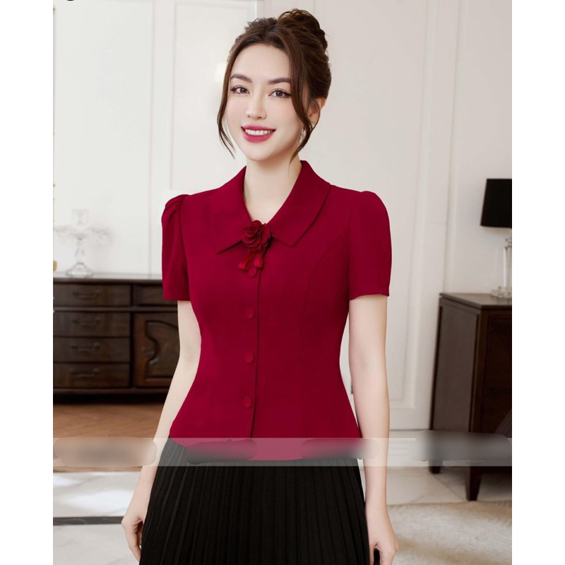 ÁO KIỂU SƠ MI CÔNG SỞ DỂ THƯƠNG TAY NGẮN SANG TRỌNG THANH LỊCH CHẤT VẢI COTTON LẠNH MỀM MÁT CTL0109