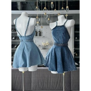 VÁY JEAN CỔ YẾM TẾT DÂY