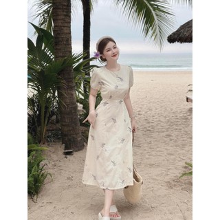 VÁY HOA THÊU LI DỌC DÚM 2 LỚP