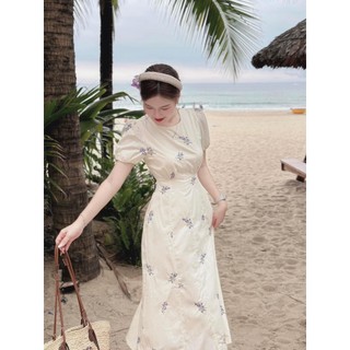 VÁY HOA THÊU LI DỌC DÚM 2 LỚP