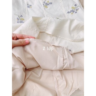 VÁY HOA THÊU LI DỌC DÚM 2 LỚP