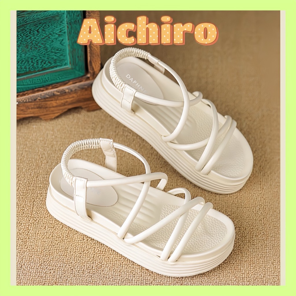 [Loại 1]Sandal nữ quai ngang dây tròn đế cao chất da mềmsang xịn AICHIRO -Xăng đan nữ hot trend full