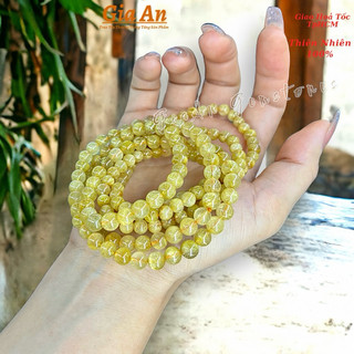 Vòng tay 108 hạt thạch anh tóc vàng phong thuỷ Gia An tài lộc bình an