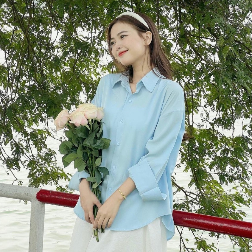 Áo Sơ Mi Dài Tay Form Rộng Phong Cách Hàn Quốc