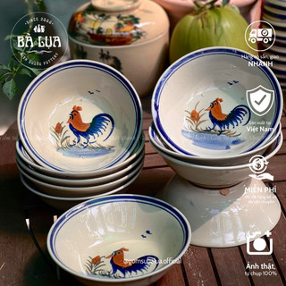 (Set 5 cái) Tô loe gốm 18cm vẽ gà thủ công, tô bún chả, bánh đúc, xôi, chè,..hàng có đinh, gốm kiểu xưa Nam bộ,hoài niệm