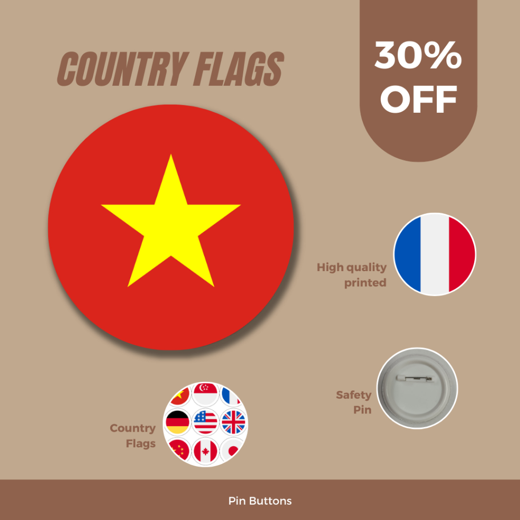 Huy hiệu Cờ Việt Nam, Cờ các nước, huy hiệu quốc kỳ