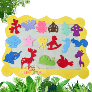 Set 20 con vật nỉ nhiều màu trang trí mầm non