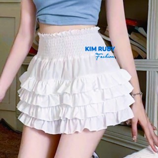 Chân váy nữ 2 lớp bèo nhiều tầng dáng ngắn lưng cao Kim Ruby Fashion chất lụa chéo