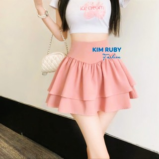 Chân váy xoè 2 tầng bảng V có quần trong Kim Ruby Fashion chất liệu for chéo