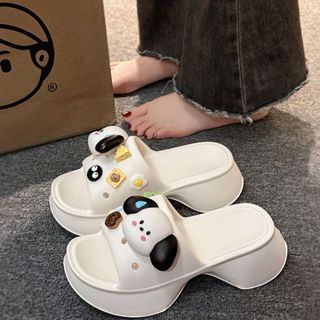Dép bánh mì đế xuồng độn đế cao 7cm gắn bộ sticker CÚN siêu xinh chọn tăng 1 size