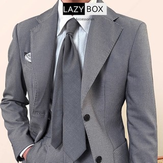 Cà Vạt LAZYBOX Chất Liệu Polysilk caravat trơn màu xám sang trọng đi dự tiệc, đám cưới party 7.5 cm