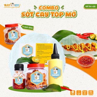 Bánh tráng phơi sương CATSKY FOOD combo bánh tráng đồ ăn vặt - Bơ béo +Tóp Mỡ + Sốt Tắc 