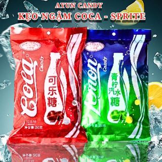  Kẹo Ngậm Coca / Sprite Lemon Gói 320G, Kẹo Tăng Lực, Kẹo Coca Nội Địa, Kẹo Ngậm Thơm Miệng