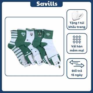 [SET 5] Tất Cổ Lửng Màu Pastel, Họa Tiết Dễ Thương, Phong Cách Hàn Quốc Dành Cho Nữ SAVILLS