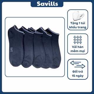 [SET 5] Tất Vớ Nam Cổ Lửng, Phong Cách Công Sở, Chất Liệu Thun Cotton Khử Mùi Hôi SAVILLS