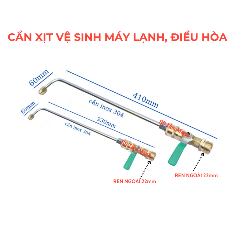 Cần xịt rửa vệ sinh máy lạnh điều hòa dạng cong có gắn khớp nối 1/4inch (14mm)