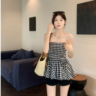  Áo Quây Cúp Ngực Kẻ Caro Phối Bo Chun Lưng Ôm Eo Dáng Xòe Xinh Xắn Cho Các Nàng Diện Dạo Phố Hẹn Hò 