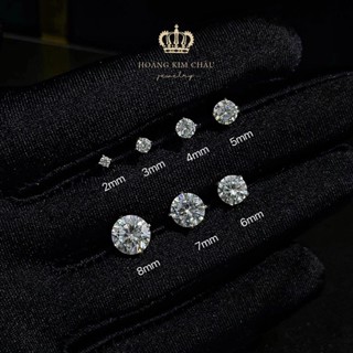 Bông tai nụ bạc nhiều size Hoàng Minh Châu Jewelry K03, khuyên tai nam nữ chuẩn bạc S950 cao cấp