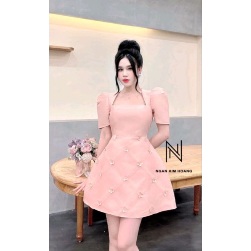 đầm tapta đính kết còn eo (68 ngực 84)