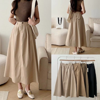  Chân Váy Xếp Ly Có BigSize Dáng Dài Lưng Thun Vải KaKi Thô Đứng Phom Mã CV087 