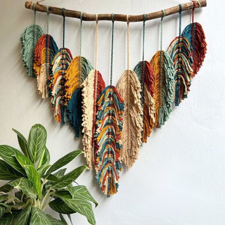 Mành lá macrame vintage mix nhiều màu size 70x70