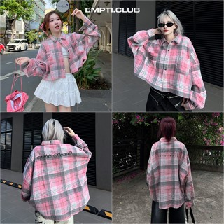Áo SƠ MI CARO FLANNEL CROPTOP & UNISEX EMPTI.CLUB – Áo Sơ Mi Nỉ Dạ Form Rộng Nam Nữ SM-01