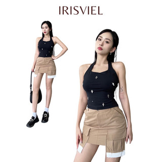 Chân váy kaki túi hộp IRISVIEL, Chân váy y2k lưng cao dáng chữ a basic có lót trong