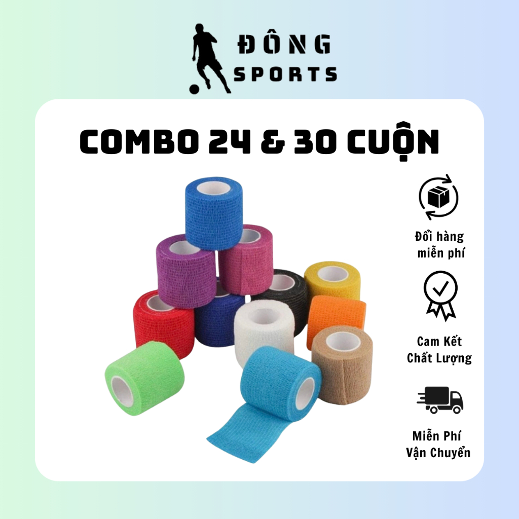 [ COMBO 24 & 30 ] Băng keo thể thao cao su non Size 5CM x 4,5M, Bảo vệ cổ chân, chống chấn thương