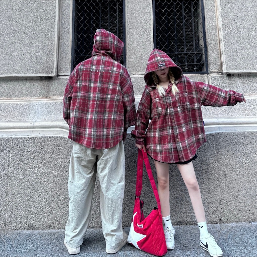 Áo Khoác Sơ Mi Flannel NQ30 Nỉ Dạ Có Nón Và Không Nón Tay Dài Form Rộng Nam Nữ Unisex | BigBuy360 - bigbuy360.vn